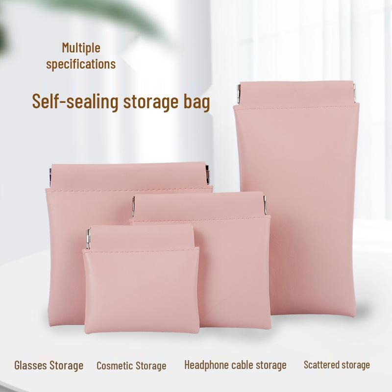 Waterproof PU Leather Makeup Bag with Automatic Snap Closure