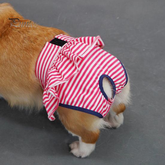 Dog Menstrual Pants Female Dog Sanitary Pants Dog Period Panties Breathable Stripe Pattern Prevents Soiling Harassment Female Dog Diaper Briefs for