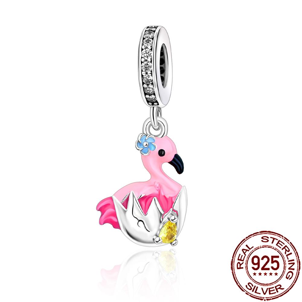 New Charms Copper Cat Dog Flamingo Chameleon Axolotl Animal Beads Fit Bracelet Necklace Women Diy Jewelry