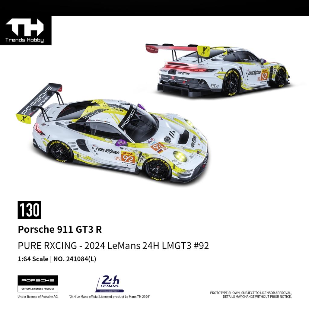 Trends Hobby 1/64 Porsche 911 GT3 R 2024 LeMans 24H LMGT3 Racing Miniature Model Toy Car Free Wheels Diecast Collection Gift