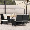 VidaXL Garden Lounge Set 5 Pcs with Cushions Black Wicker, Outdoor Sofa Set, Garden Lounge, Set 3365345