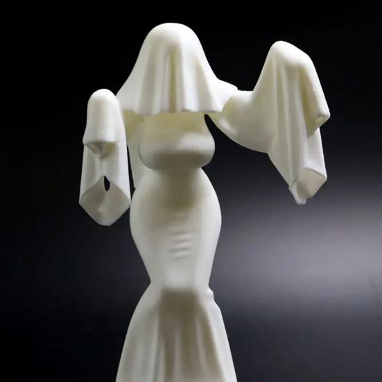 Halloween Ghost Bride Statue 3D Printed White Ghost Sculpture Tabletop Ornament for Yard Garden Lawn Indoor Outdoor Decor