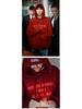 Chen Weiting Wine Red Fleece-Lined Cotton Hoodie with Letter Print