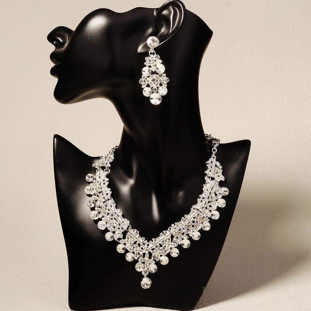 European and American Cross-border Fringed Earrings Necklace Set, High-end Retro Alloy Jewelry, Bridal Wedding Jewelry Two-piece Set