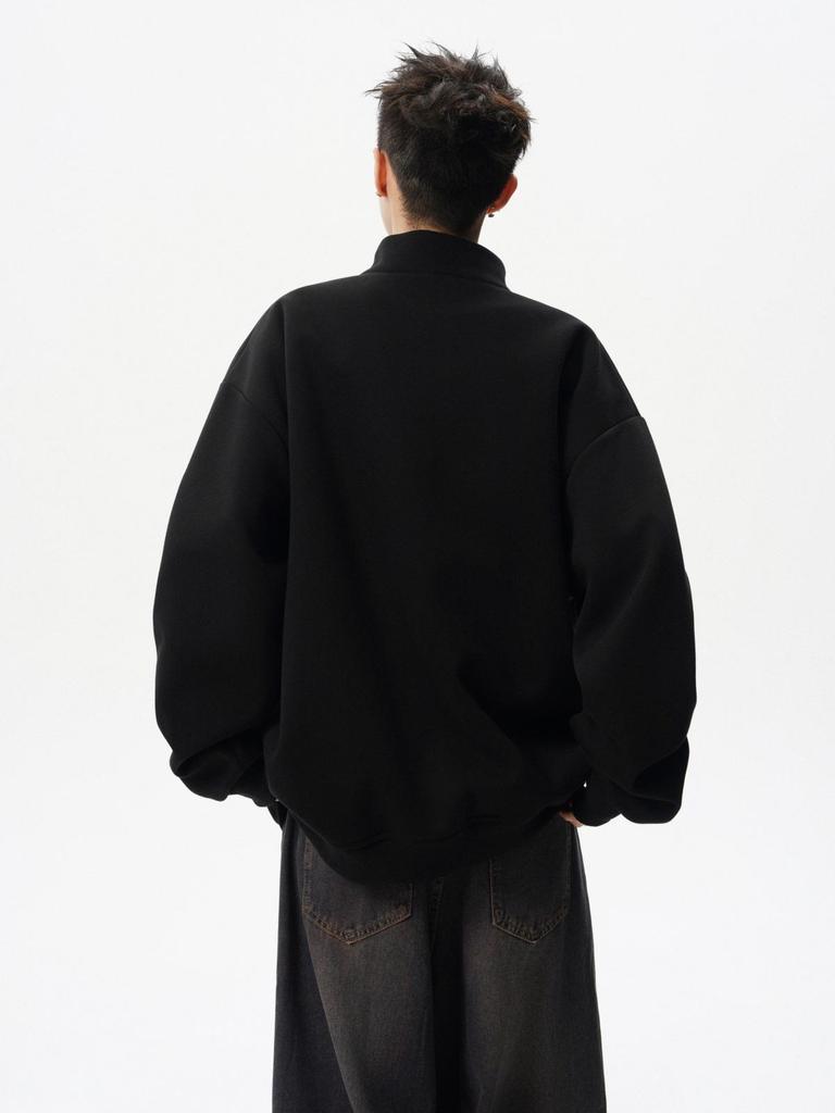 Men's Loose-Fit Streetwear Hoodie: High-End Patchwork Stand-Up Collar, Spring/Autumn Casual Jacket