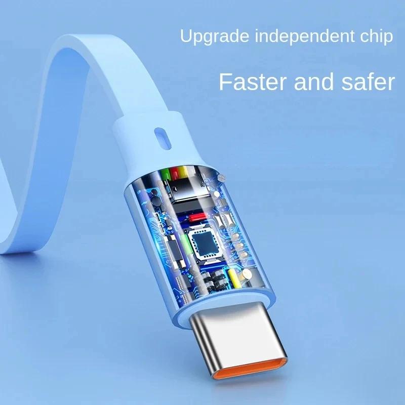 3 in1 Fast USB Cable 6A 100W Data Cable Retractable Portable Charging Line Micro USB Type C Charger Cable For Iphine / Samsung