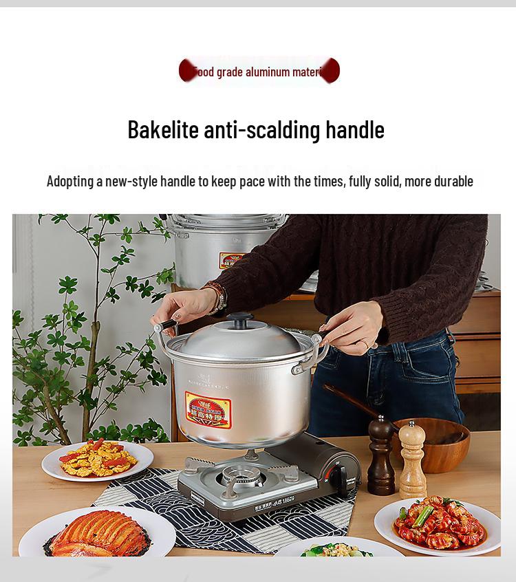 Xiangwei Classic Aluminum Steamer & Soup Pot for Gas Stoves, Thickened for Boiling and Cooking