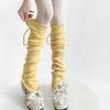 Ribbed Knit Thigh High Footless Long Socks with Button Detail Split Designs Over Knee Leg Warmers for Dance Enthusiasts