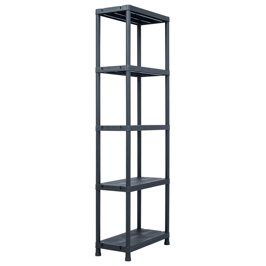 Storage Shelving Unit 5 pcs Black 125 kg Capacity 60 x 30 x 180 cm Plastic