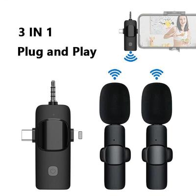 Microfono Lavalier Wireless 3 in 1 per iPhone Android 3,5 mm per radio Registrazione Live Riduzione del Rumore Mini Microfono Ampiamente Compatibile
