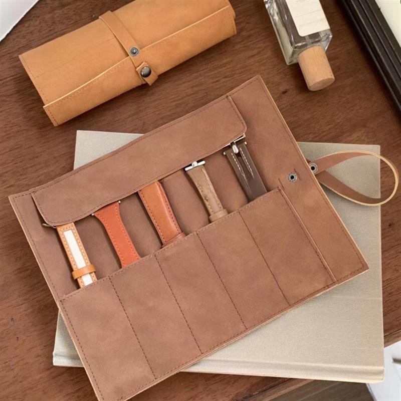 Frostet PU-skinn Rulle-opp stroppeorganisator for iWatch