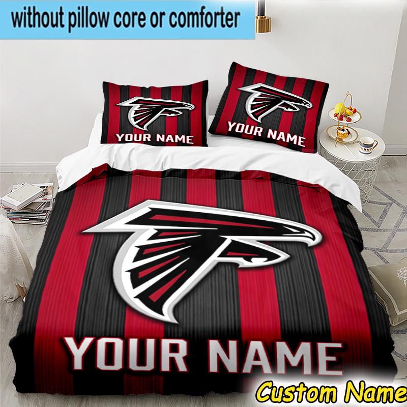 3pcs Custom Name Atlanta-Falcons Rise Up Bedding Set Includes 1 Duvet Cover & 2 Pillowcases for All Seasons Dormitory Home Decor Christmas gifts