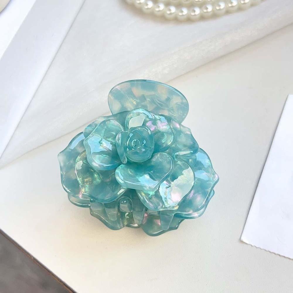 Elegant Flower Shark Clip Gradient Color Acetic Acid Hair Claw Camellia Hair Claw  Daily