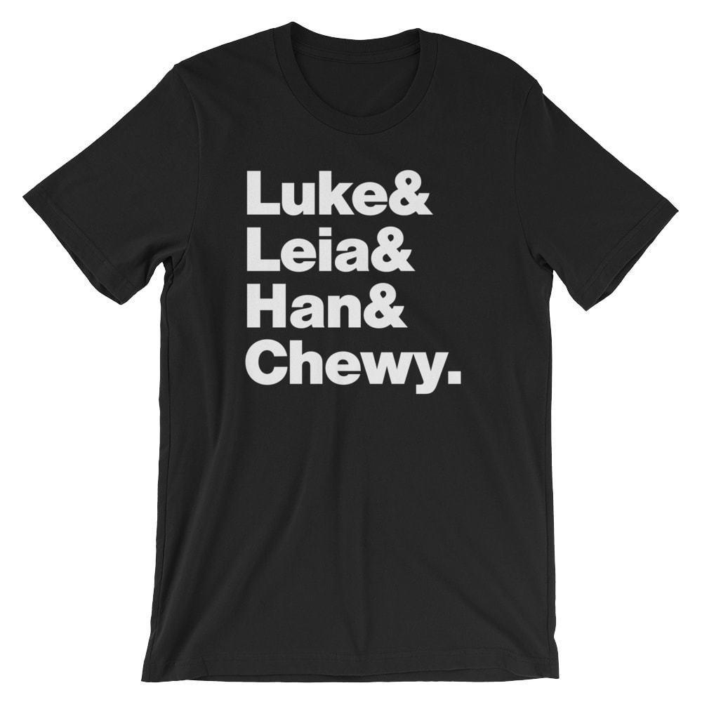 

Star Wars T-Shirt. Luke, Leia Han Chewbaca Soft Cotton Premium Movie Tee. Comfy! XL