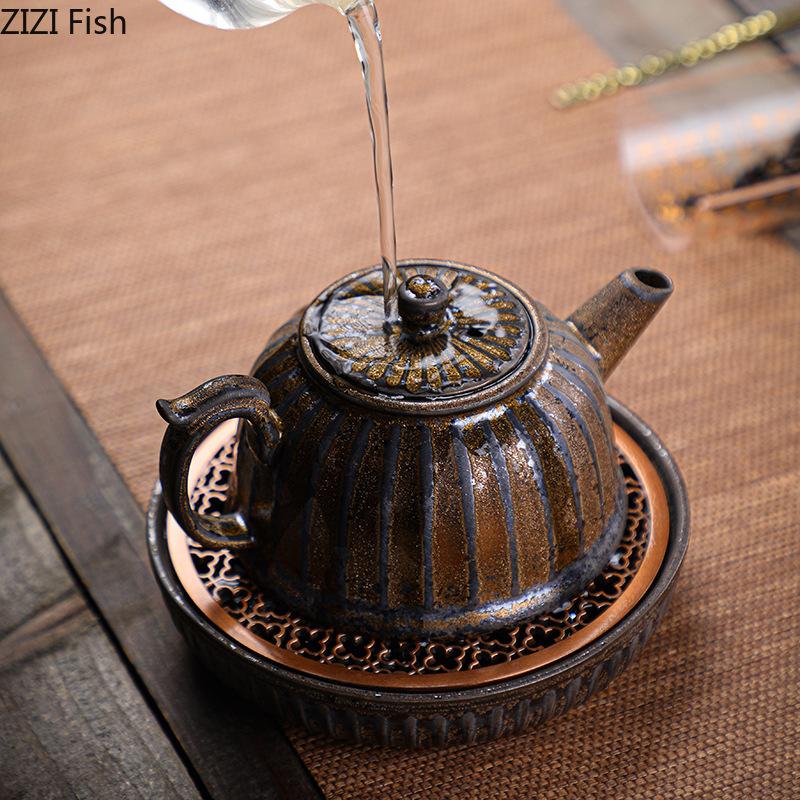Vintage Rusty Glazed Coarse Pottery Teapot Japanese Ceramic Kung Fu Teapot Office Teapot Creative Tea Ceremony Accessories