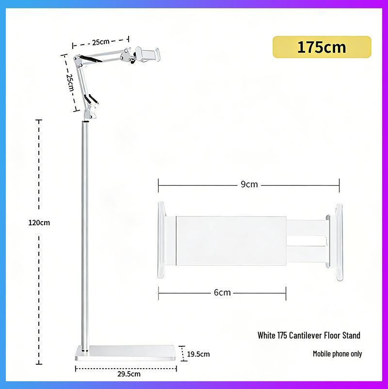 Soporte Cantilever Ajustable de 170 cm de Pie para Teléfono y Tableta para Mesita de Noche o Sofá