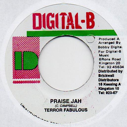 

7inch Record TERROR FABULOUS Praise Jah none DigitalB 1995 Jamaica Reggae Ska Dub Used
