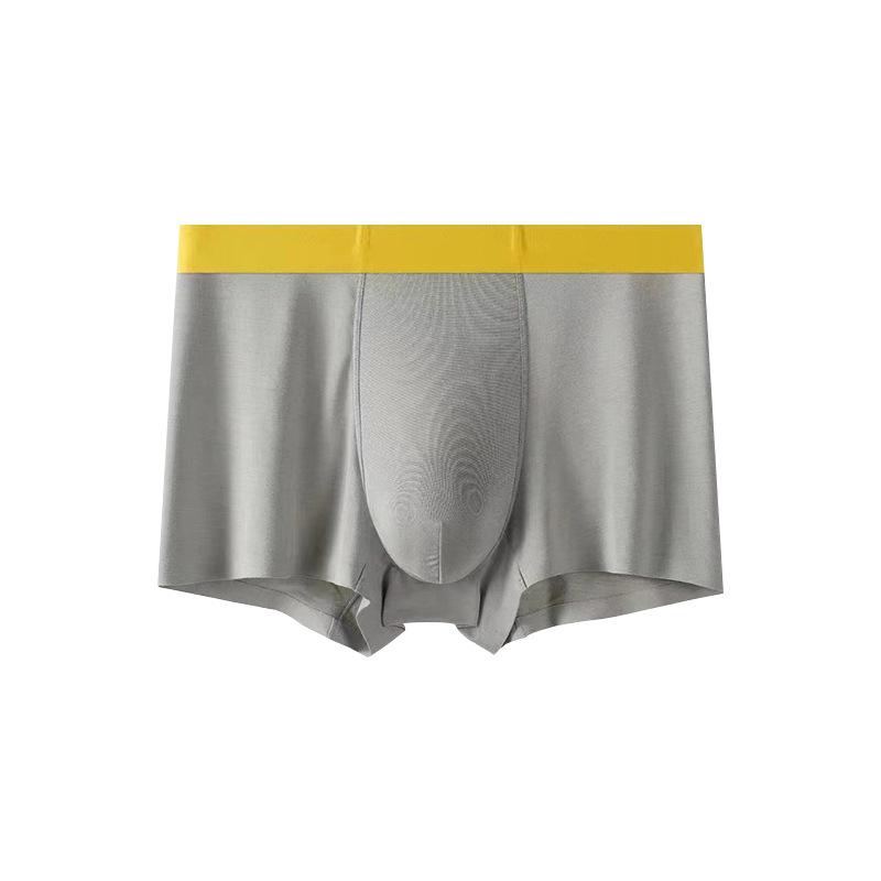 Men's Summer Trend Clash Color No Trace Skin Breathable Mid Waist Flat Angle Underwear