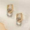 Stainless Steel U-shaped Fashion Earrings Gold Geometric Square Hoop Earrings for Women Retro Punk Hip-Hop Metal Round Circle