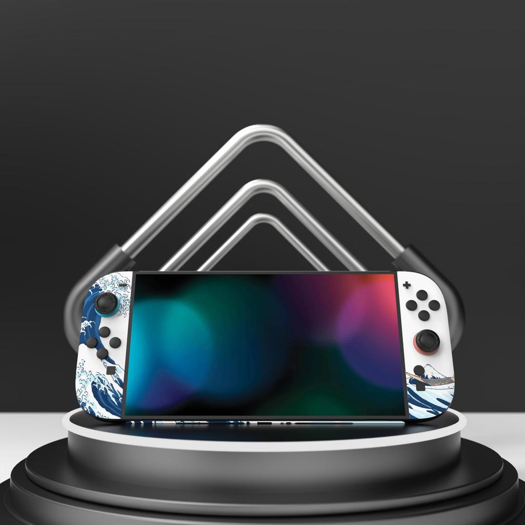 PlayVital Nintendo Switch 2 Console and Protective Sticker Set Includes Customizable Vinyl Dock Grips Stickers Great Wave off (2025) Joy-Con (2 Sets)