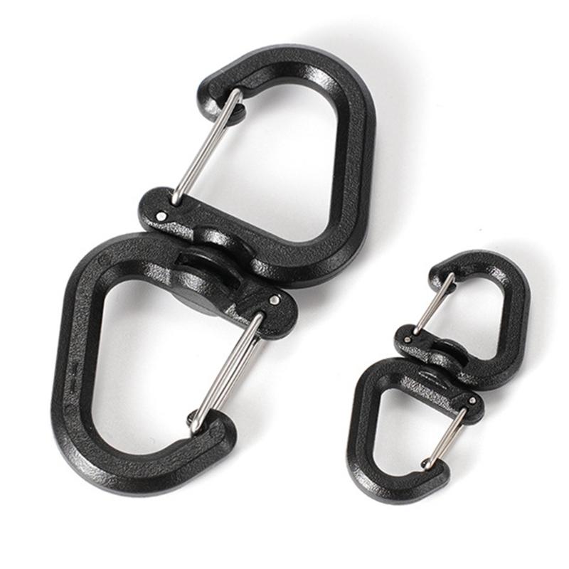 Spring Clip Key Hook Buckle Belt Key Holder Carabiner Hook with Lock 360 Degree Rotation S Shape Carabiner Keychain Clip