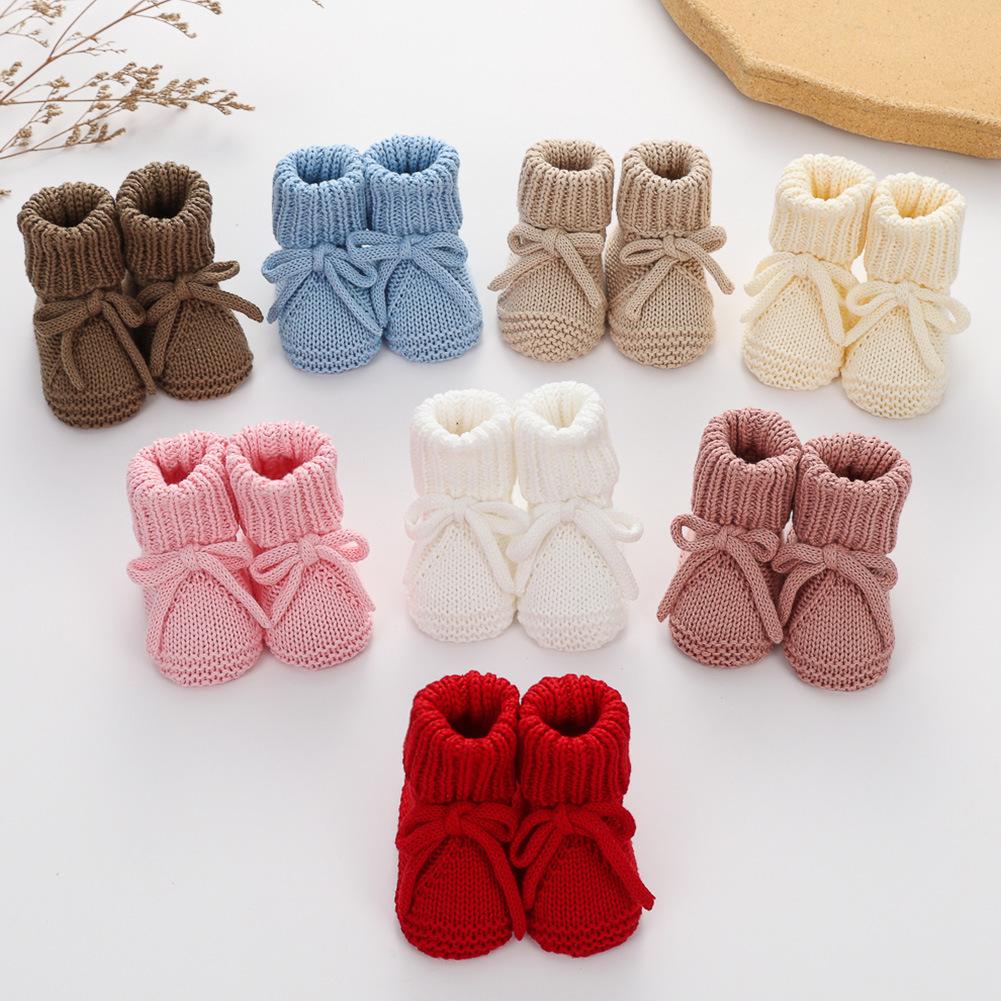 New Baby Bow Tie Knitted Sock Shoes Non-Slip Soft Sole First Walker Socks Cute Crawling Sock for Infants Toddler Footwear