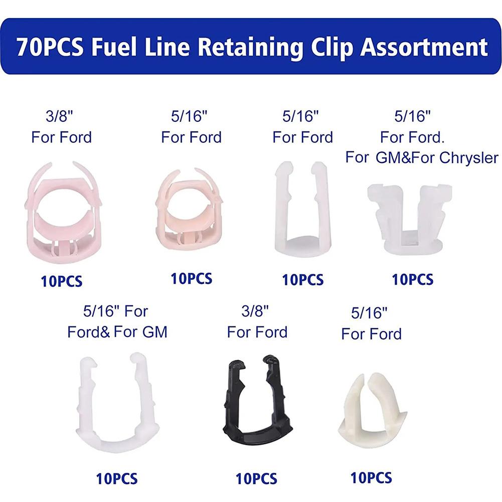 Easy To Use Fuel Line Retainer Clips for Ford Cars 70pcs In Assorted Sizes