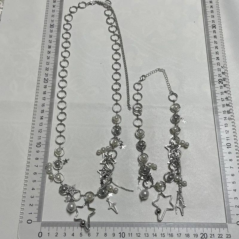 Nuovo Coreano Lucido Strass Stella Pentagramma Catena di Vita per Le Donne Bling di Cristallo Catena di Perle Nappa Cintura Corpo Chian Y2K Gioielli