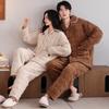 [Super thick] Three-layer padded couple pajamas women's winter thickened and velvet suit warm men's padded jacket loungewear