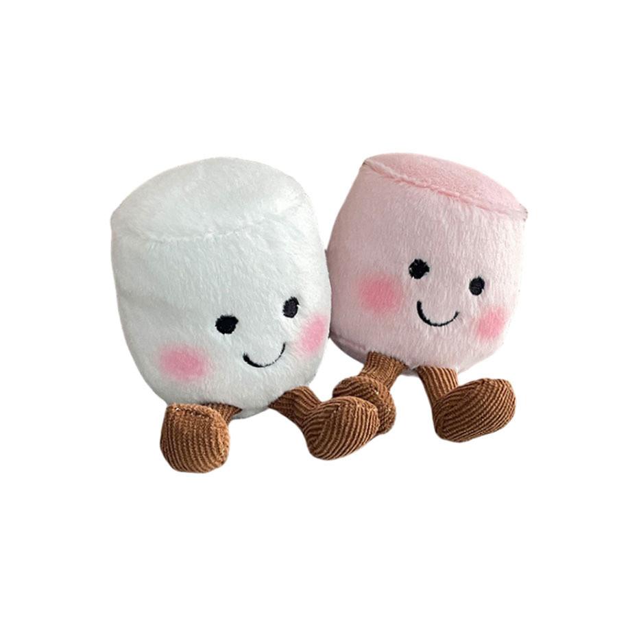 Adorable Soft And Creative Two-tone Marshmallow Plush Keychain Doll For Couples