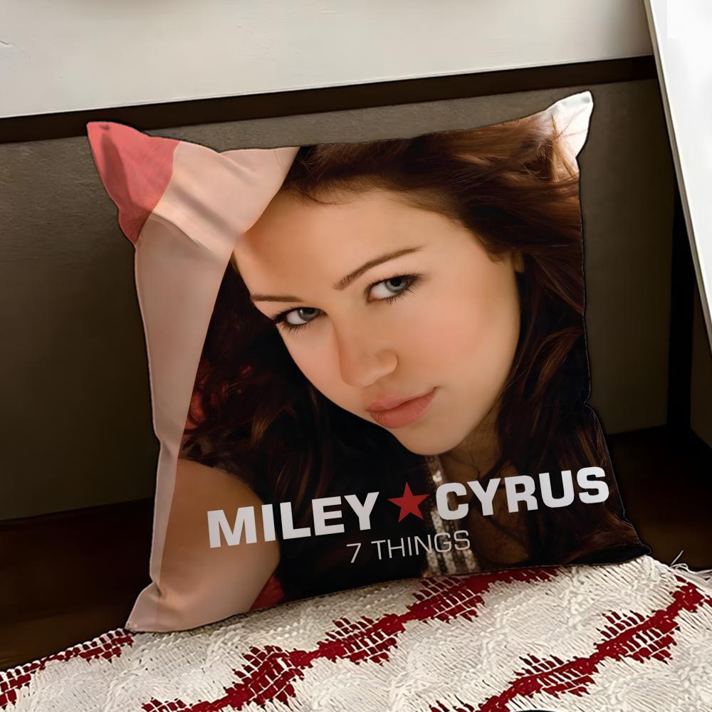 American Singer Miley Cyrus Cushion Cover Reversible Soft Durable Pillow Cover Home Car MultiScene Use for Daily Comfort