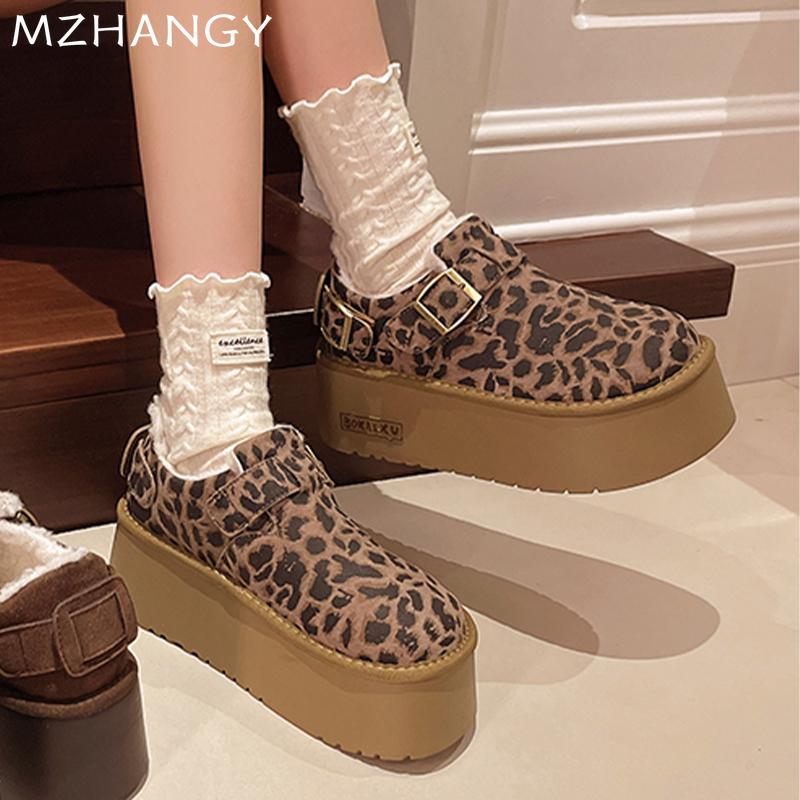 Platform Women Snow Boots Suede Flats Shoes Woman 2025 Trend Fashion Winter New Warm Cozy Dress Buckle Short Plush Boots Mujer