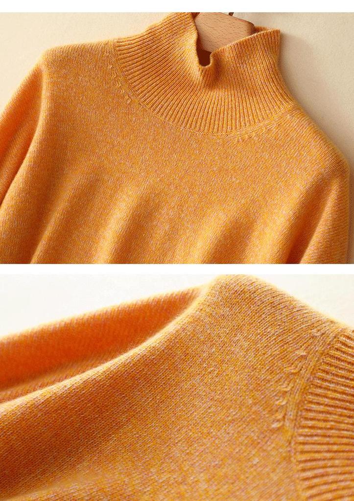 2026 Autumn/Winter Women's Marled Romantic Colors Half-High Collar Loose Cashmere Sweater