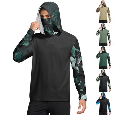 Men's Shirt With Mask Lightweight Long Sleeve Hooded Hiking Fishing Performance