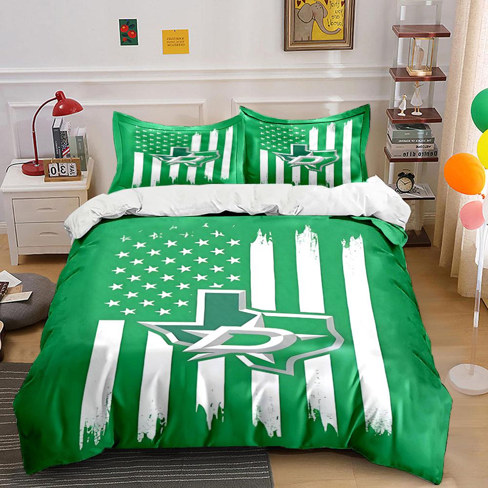 "Green Texas Flag with Star and Stripes" Print Bedding Set Duvet Cover Pillowcases (1* Duvet Cover 2* Pillowcases Do Not Include Comforter)