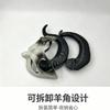 Halloween Goat Horn Half Face Mask With Distressed Crack Effect Costume Party Cosplay