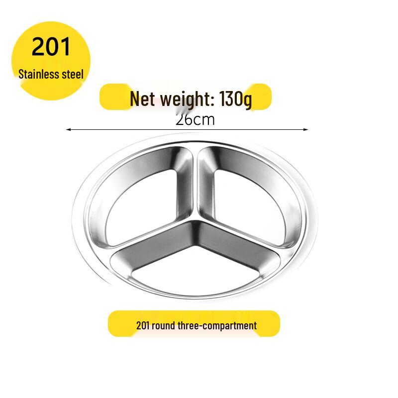 Stainless Steel 3-Compartment Food Tray