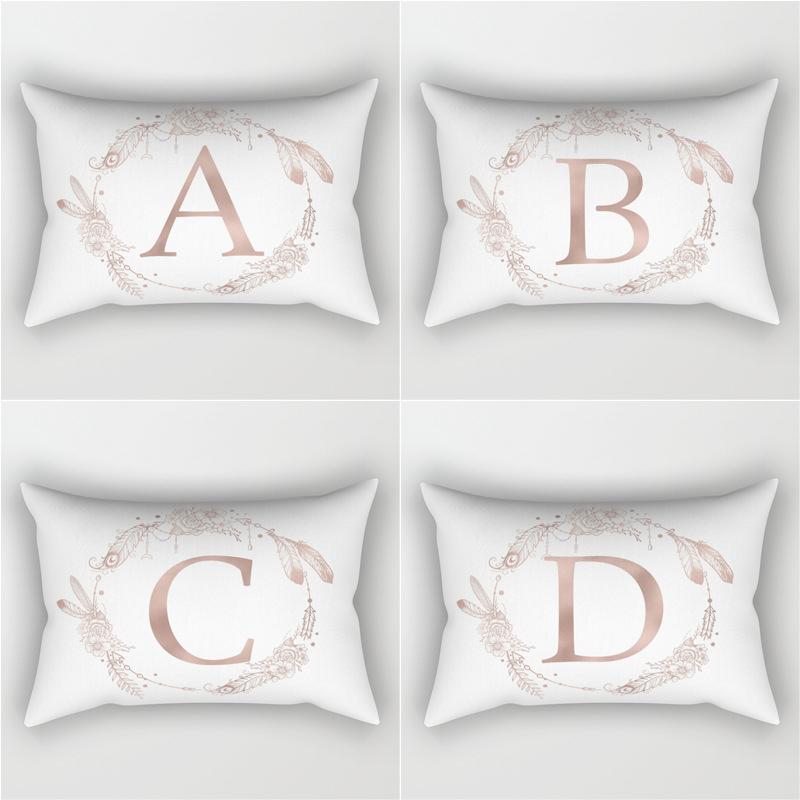 30x50cm English Alphabet A-Z Letter Print Pillowcase Custom Polyester Short PLush Line Sofa Room Home Decoration Cushion Cover