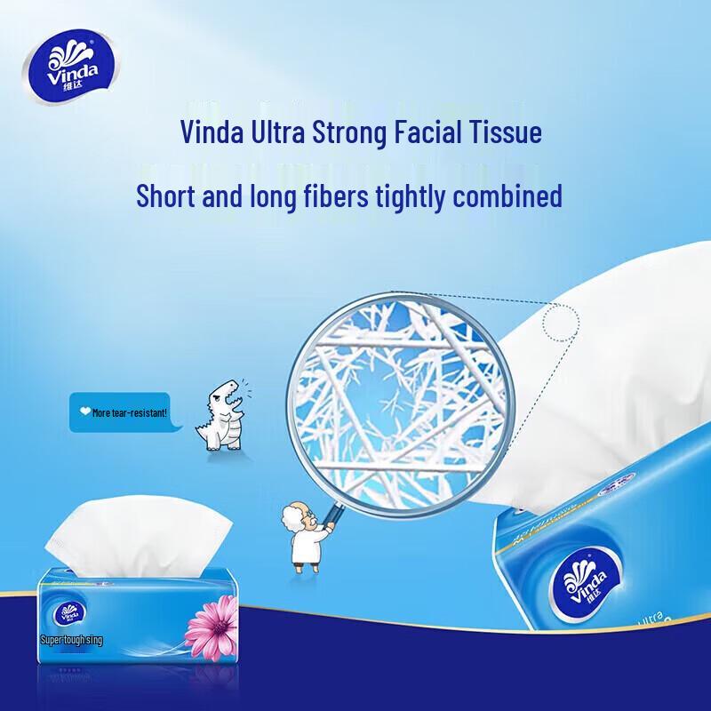Vinda Super Tough 3-Ply Facial Tissues, 8-Pack