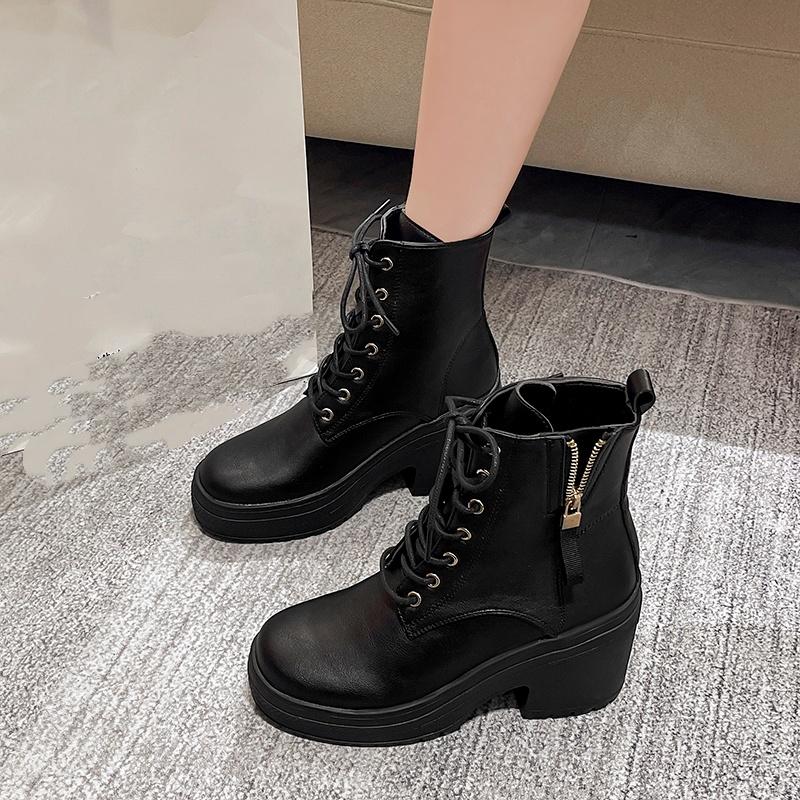 Fashionable New Round Toe Thick Soled Non Slip Casual Women'S Boots Winter Comfortable Square Heel Sexy Riding Boots