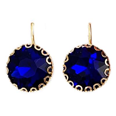 [R7320] - Designer Sleeper Earrings 'Sissi' Blue Gold - 10 Mm