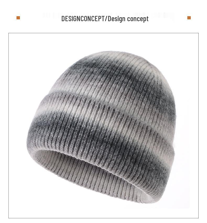 New Tie-Dye Wool Mohair Knitted Hat: Fresh Winter Style for a Chic Look