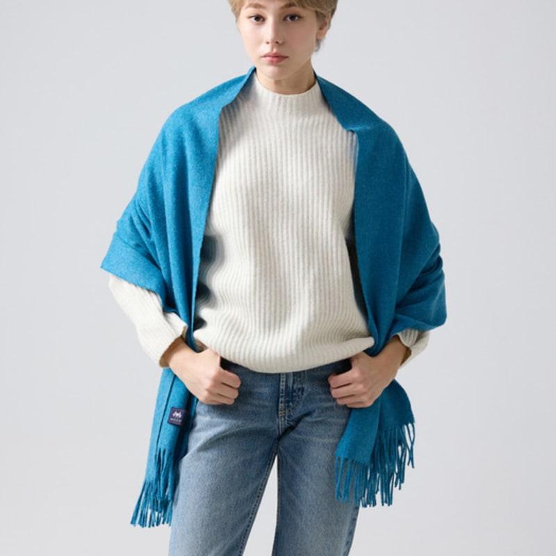 ABRAHAM MOON Merino Wool Shawl 70cm - Ocean Blue