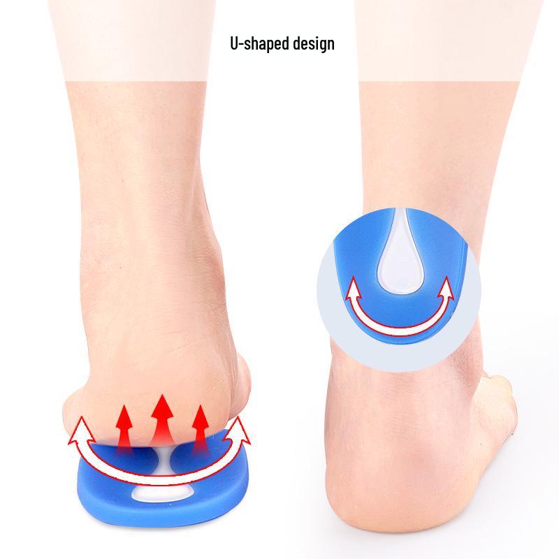 Blue Silicone U-shaped Heel Pad: Soft Shock-Absorbing Foot Protection
