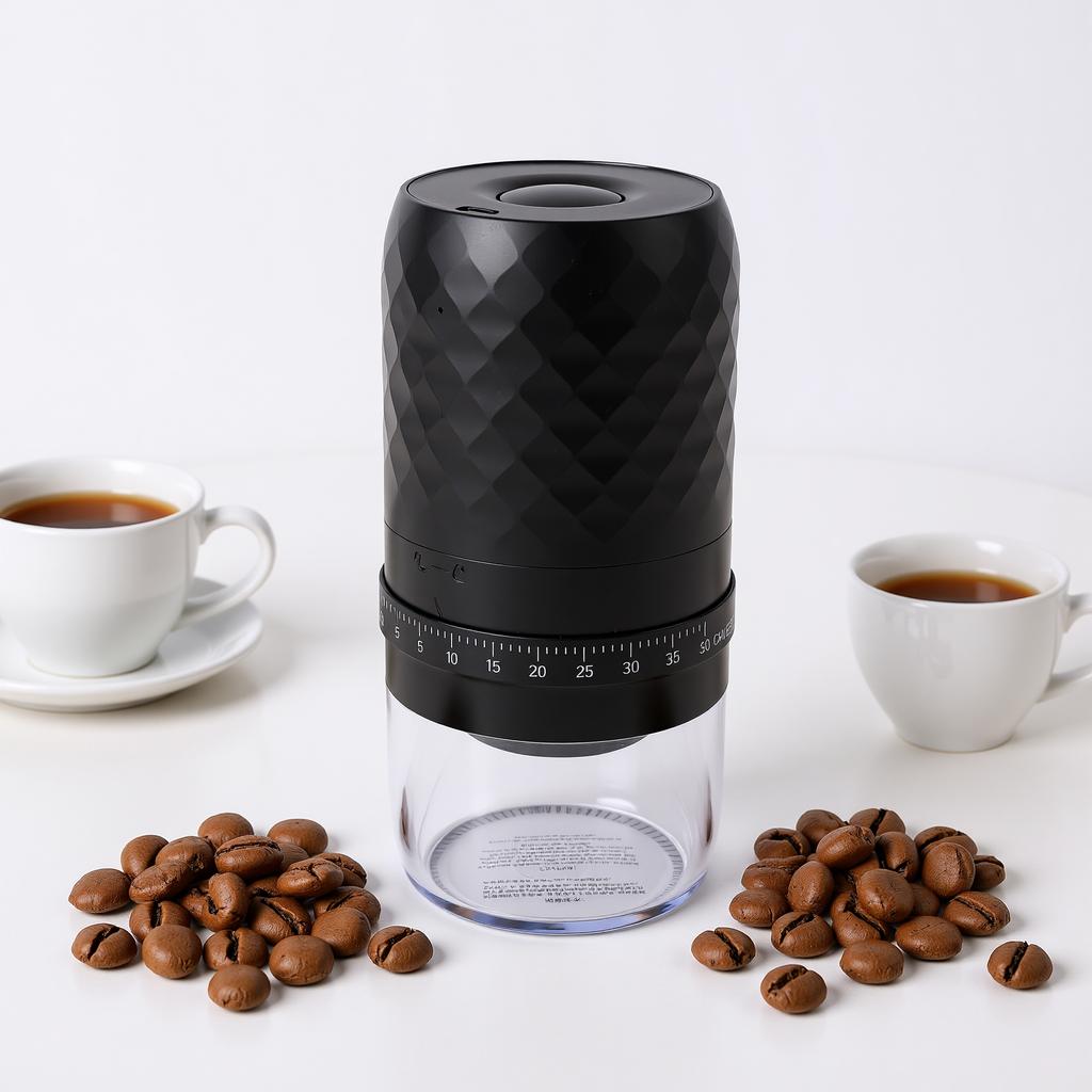 Portable Electric Coffee Grinder Ceramic Burr Cordless Rechargeable for Travel Camping