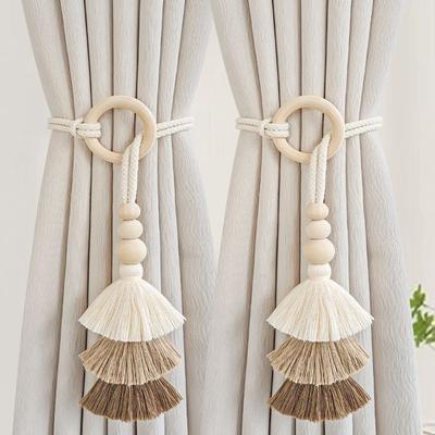 Correas Sencillas de Lujo Ligero para Cortinas, Un Par de Cuerdas Tejidas con Flecos para Almacenamiento, Hebillas para Cortinas, Decoración del Hogar