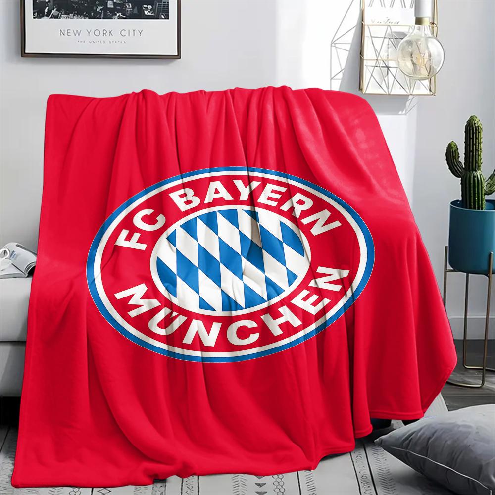 1 szt. Koc flanelowy z nadrukiem FC Bayern Monachium, Wysoka jakość, Na wszystkie pory roku, Wystrój domu, Ciepło i komfort, Idealny na prezenty świąteczne