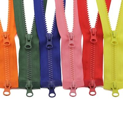 1 pièce Fermeture éclair épaisse double sens #5 90cm Curseur Dents en plastique Résine Double fermeture éclair Ouverte Veste Longueur du curseur Zips portables Colorés Nouveaux
