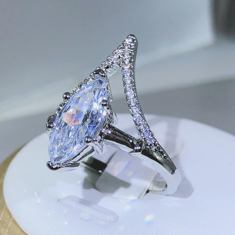 Newest Drop-shaped AAAAA White Zircon Ring S Copper Woman High Jewelry Wedding Party Birthday Gift