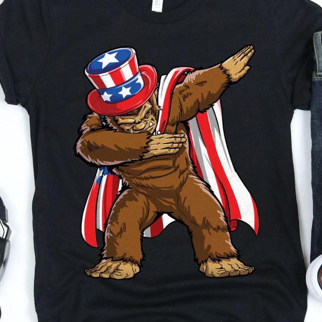 Dabbing Bigfoot 4th of July Shirt / Bigfoot Shirt / 4th of July Shirt / 4th of July Gifts / Fourth of July / Uncle Sam Shirt Tank Top Hoodie